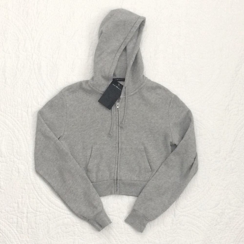 • brandy cropped crystal hoodie - grey •